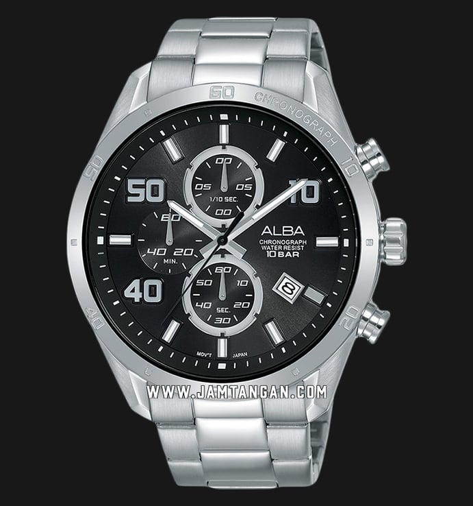 Alba Active AM3675X1 Chronograph Men Black Dial Stainless Steel Strap