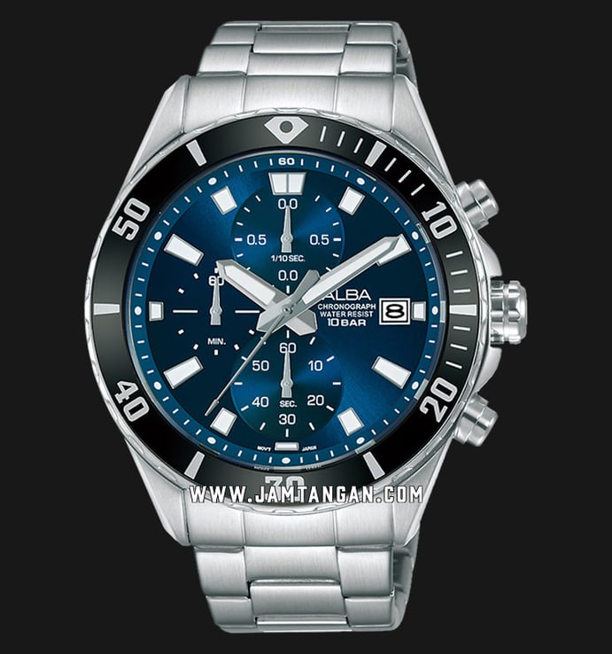 Alba Active AM3809X1 Chronograph Men Blue Dial Stainless Steel Strap