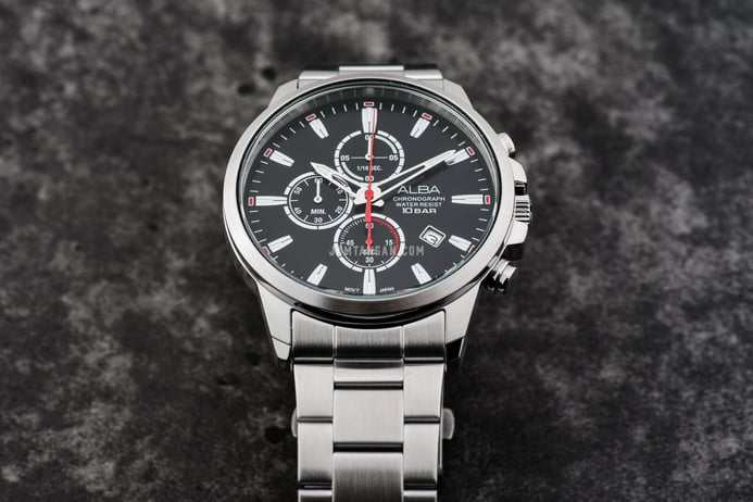 Alba Active AM3909X1 Men Chronograph Black Dial Stainless Steel Strap