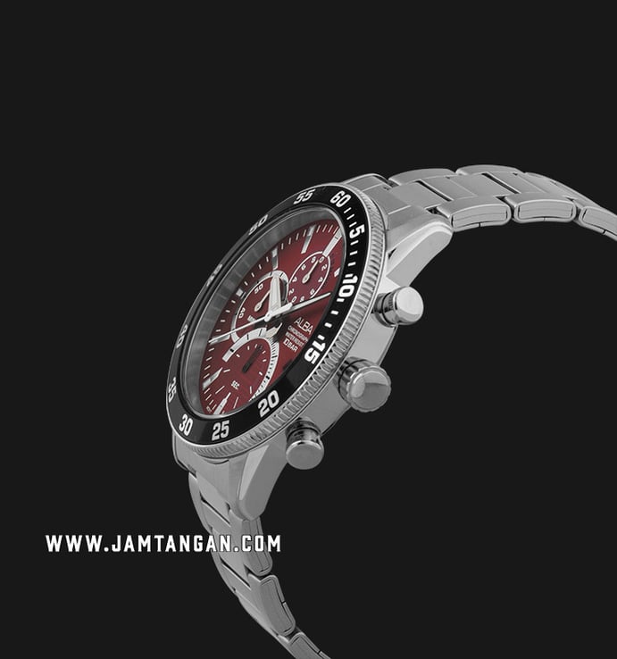 Alba AM3919X1 Chronograph Men Red Dial Stainless Steel Strap