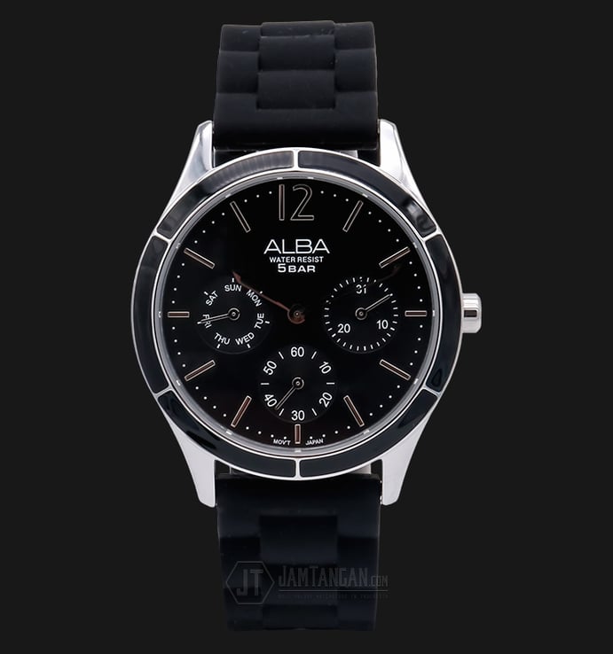 Alba AP6335X1 Black Dial Black Leather Strap