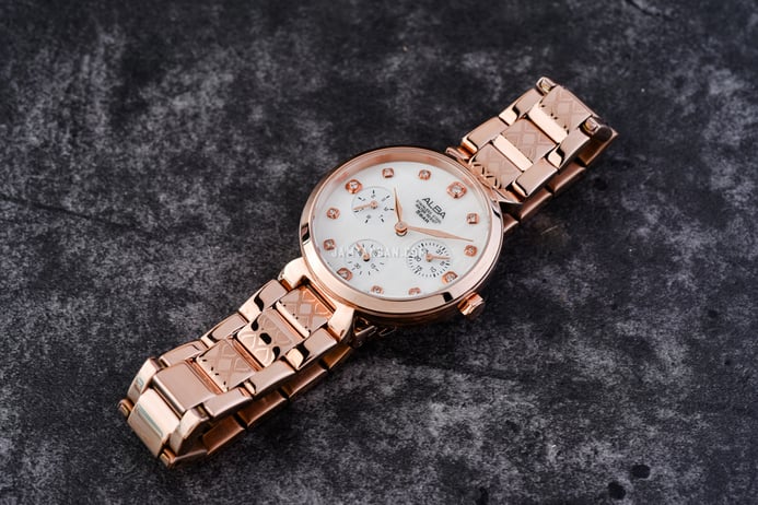 Alba AP6530X1 Ladies White Mother Of Pearl Dial Rose Gold Stainless Steel Strap