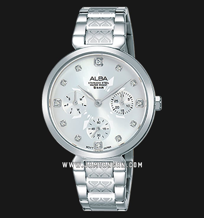 Alba Fashion AP6537X1 Ladies Silver Pattern Dial Stainless Steel Strap