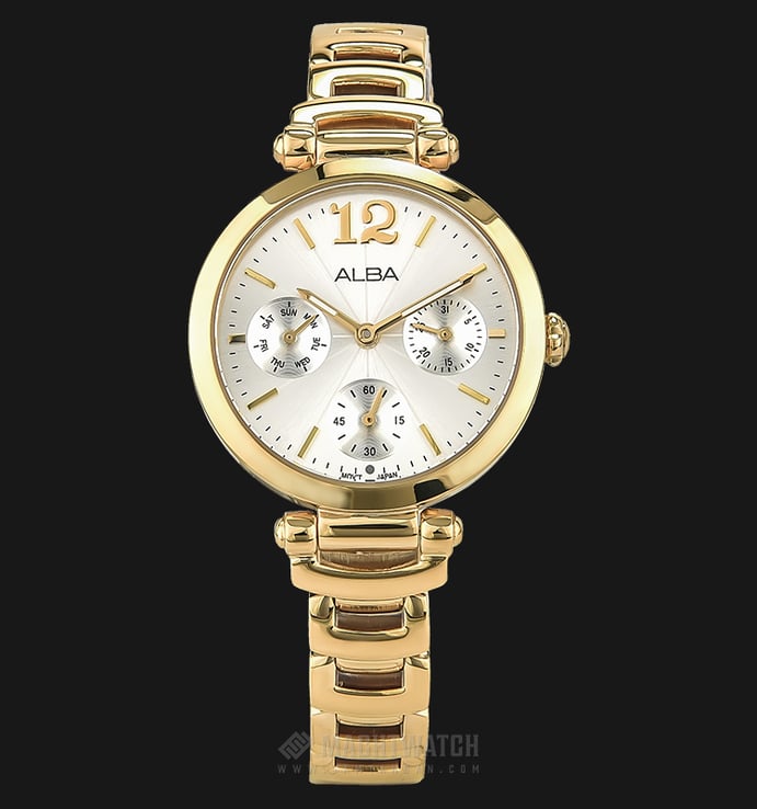 Alba AP6544X1 Ladies Silver Dial Gold Stainless Steel Strap