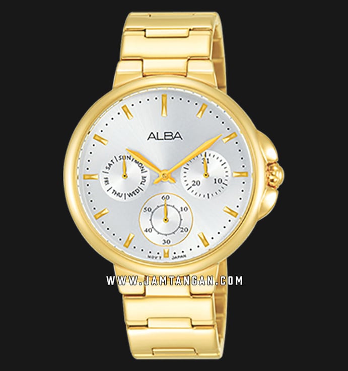 Alba AP6570X1 Ladies Silver Dial Gold Stainless Steel Strap