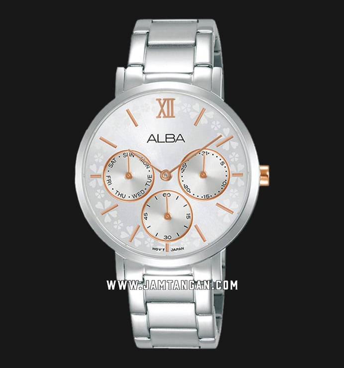 Alba AP6691X1 Ladies Silver Patterned Dial Stainless Steel Strap
