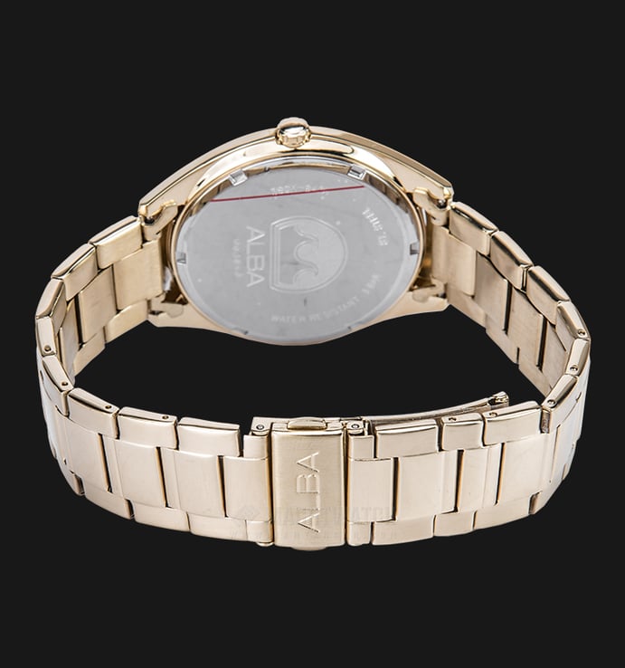 Alba AQ5134X1 Men Beige Dial Gold PVD Coating Case Stainless Steel Strap