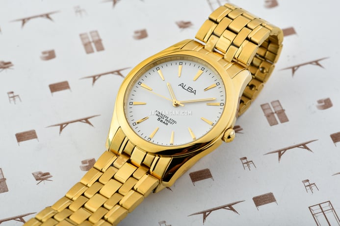 Alba ARSY08X1 White Dial Gold Stainless Steel