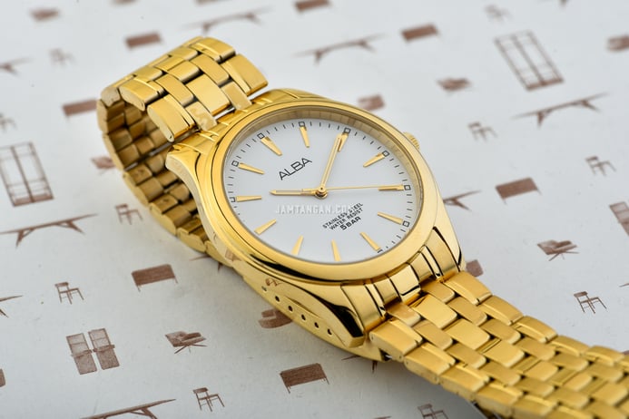 Alba ARSY08X1 White Dial Gold Stainless Steel