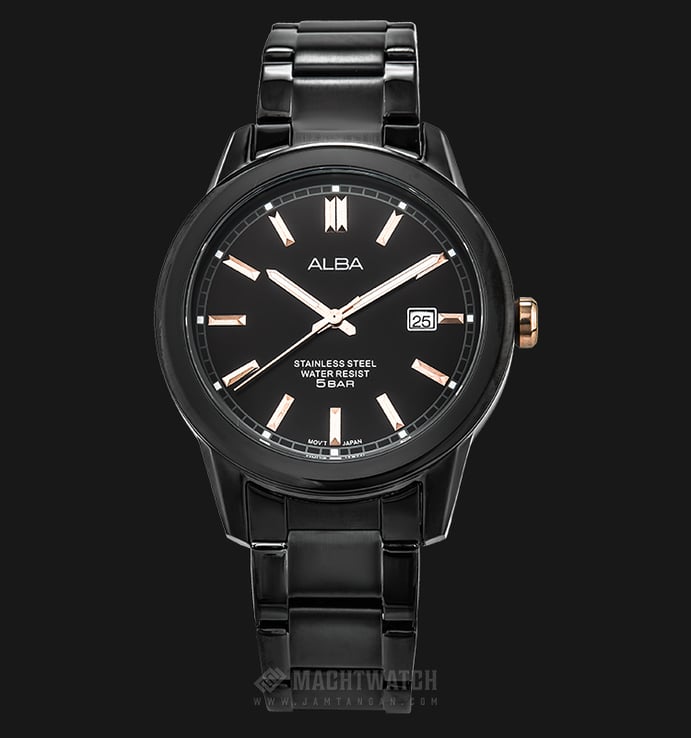 Alba AS9389X1 Men Black Dial Ion Plating Stainless Steel Strap