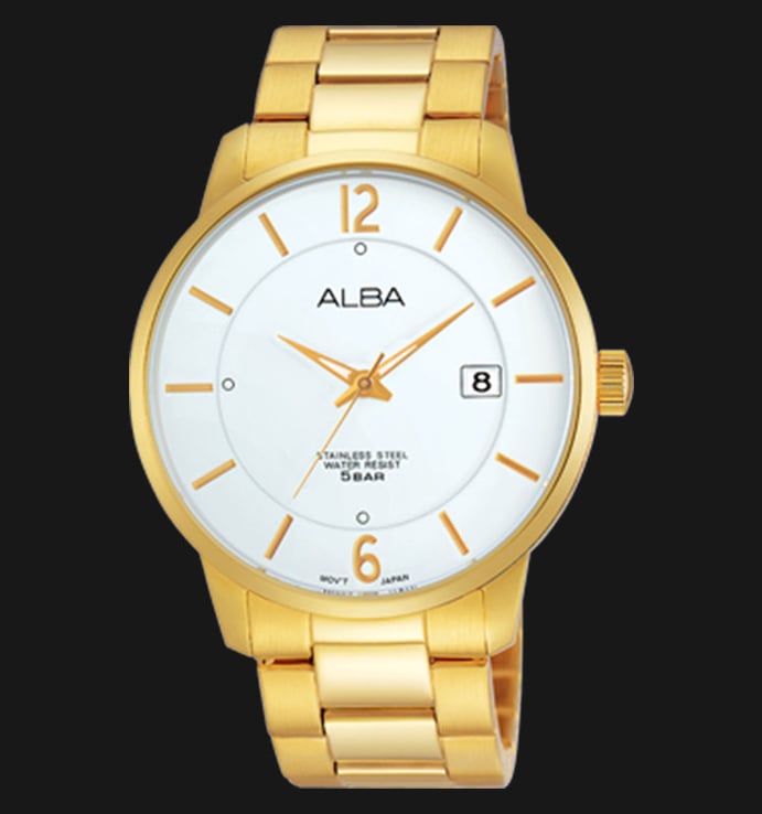 Alba AS9968X1 White Dial Gold Stainless Steel Bracelet