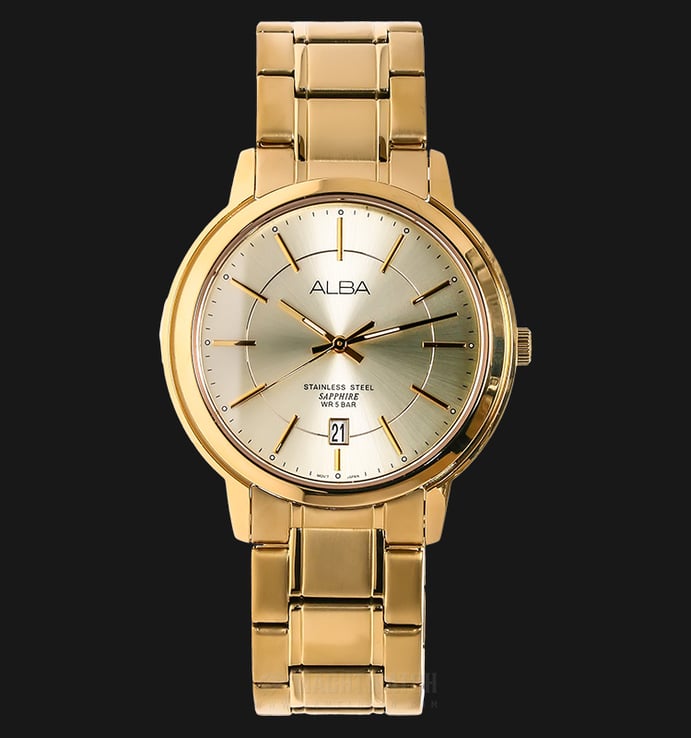 Alba AS9A40X1 Sunray Dial Gold Stainless Steel Bracelet