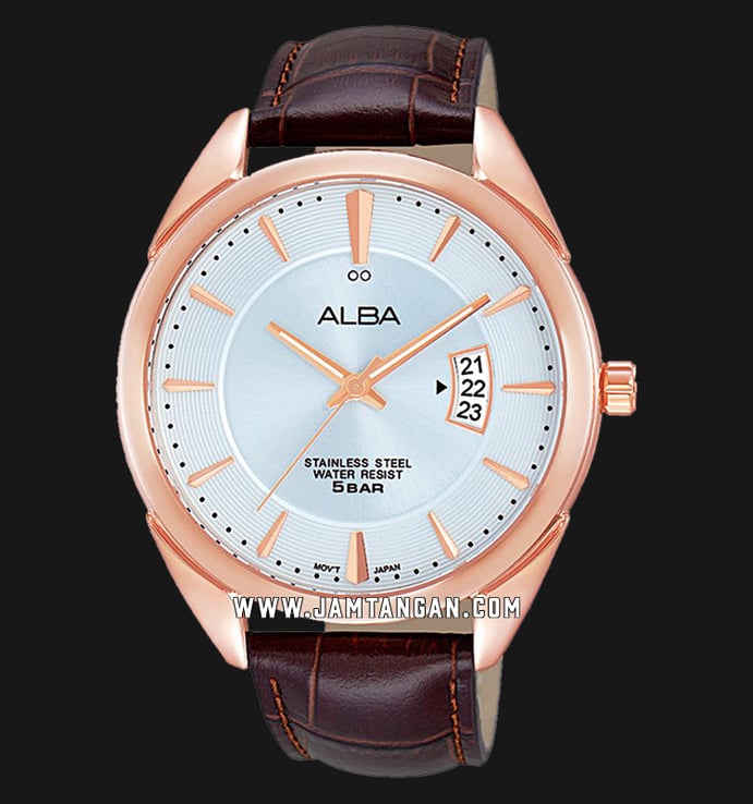 Alba AS9A86X1 Silver Dial Brown Leather Strap