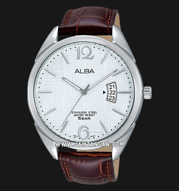 Alba AS9A87X1 Silver Dial Brown Leather Strap