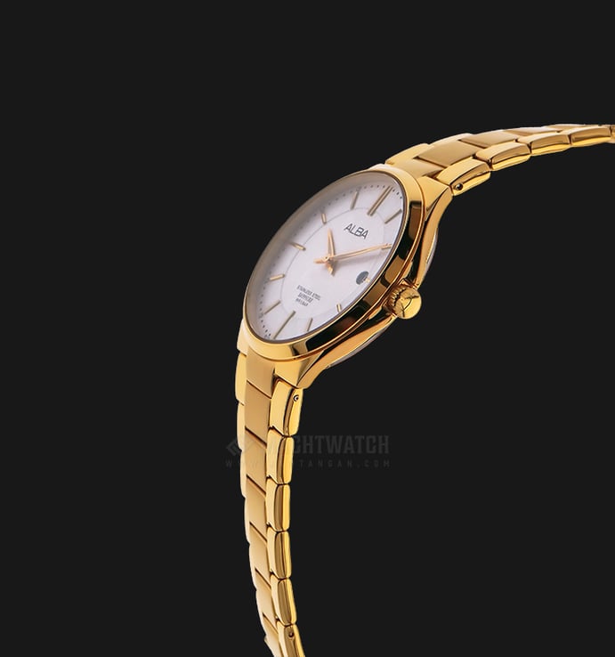 Alba AS9B36X1 White Dial Gold Stainless Steel Bracelet
