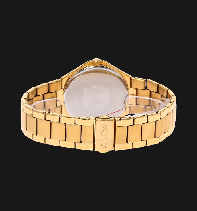 Alba AS9B36X1 White Dial Gold Stainless Steel Bracelet