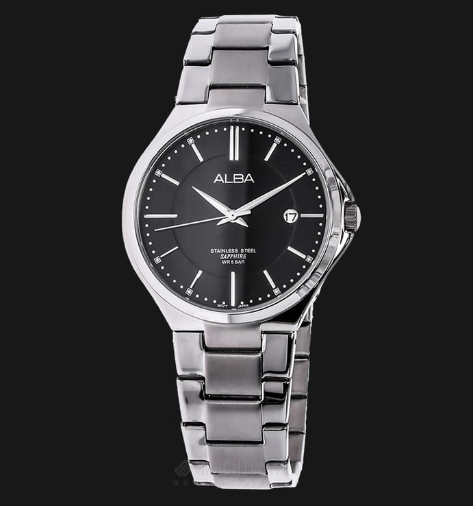Alba AS9B45X1 Black Dial Stainless Steel Bracelet