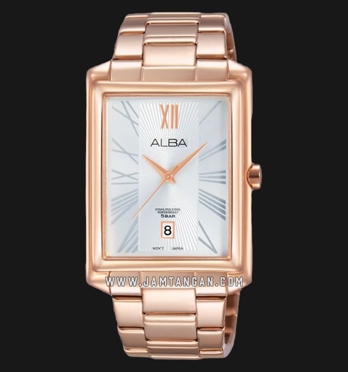 Alba AS9B50X1 Silver Dial Rose Gold Stainless Steel 