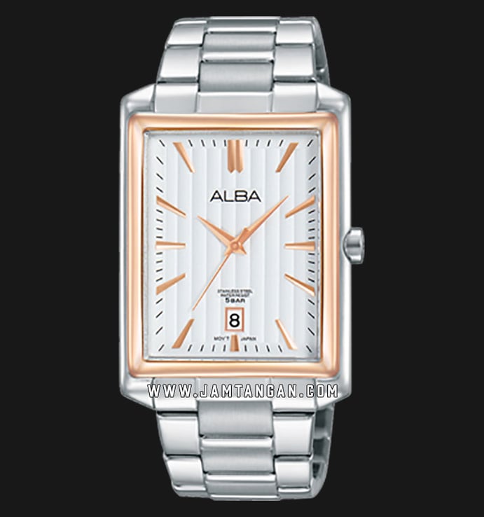 Alba AS9B54X1 Silver Dial Rose Gold Stainless Steel 