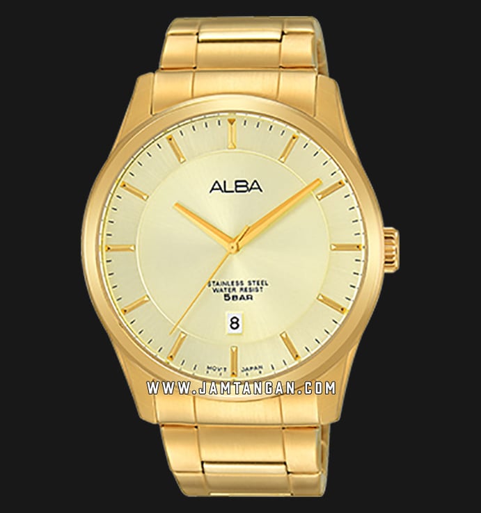 Alba AS9C14X1 Men Gold Dial Gold Stainless Steel 