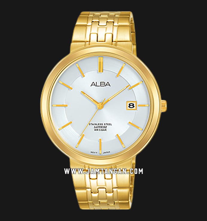 Alba Prestige AS9D72X1 Man White Dial Gold Stainless Steel Strap