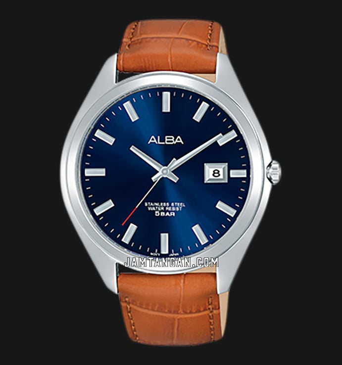 Alba Prestige AS9F31X1 Men Blue Dial Brown Leather Strap