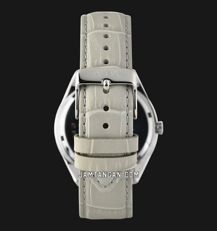 Alba Prestige AS9F33X1 Men Silver Dial Light Grey Leather Strap