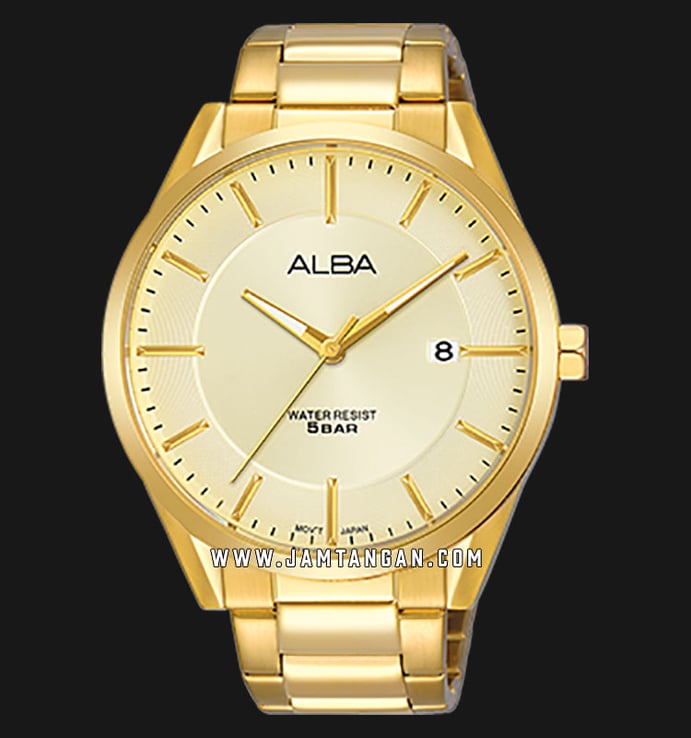 Alba AS9G42X1 Men Champagne Dial Gold Stainless Steel Strap