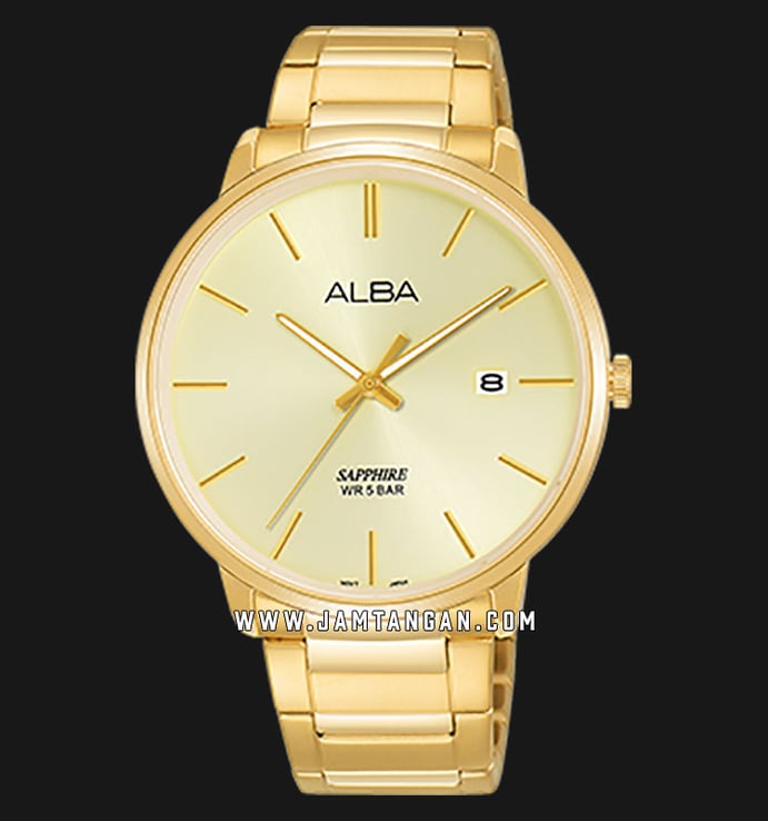 Alba AS9G58X1 Men Champagne Dial Gold Stainless Steel Strap