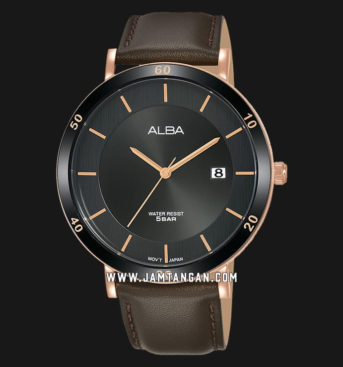 Alba Prestige AS9H72X1 Men Black Dial Brown Leather Strap