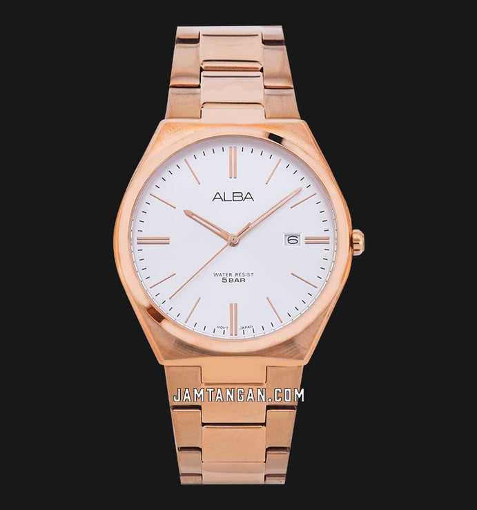 Alba Fashion AS9H96X1 Men Silver Dial Rose Gold Stainless Steel Strap