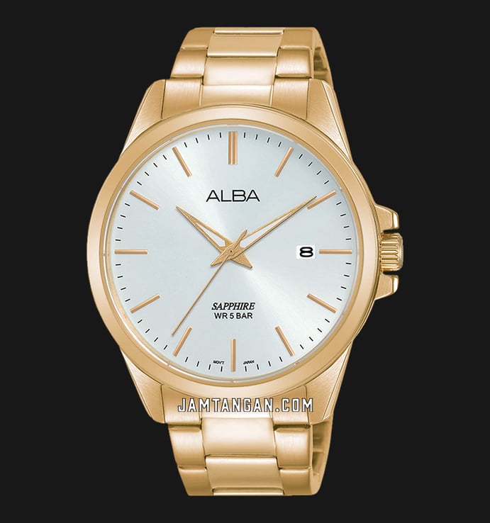 Alba Fashion AS9H98X1 Men Silver Dial Gold Stainless Steel Strap