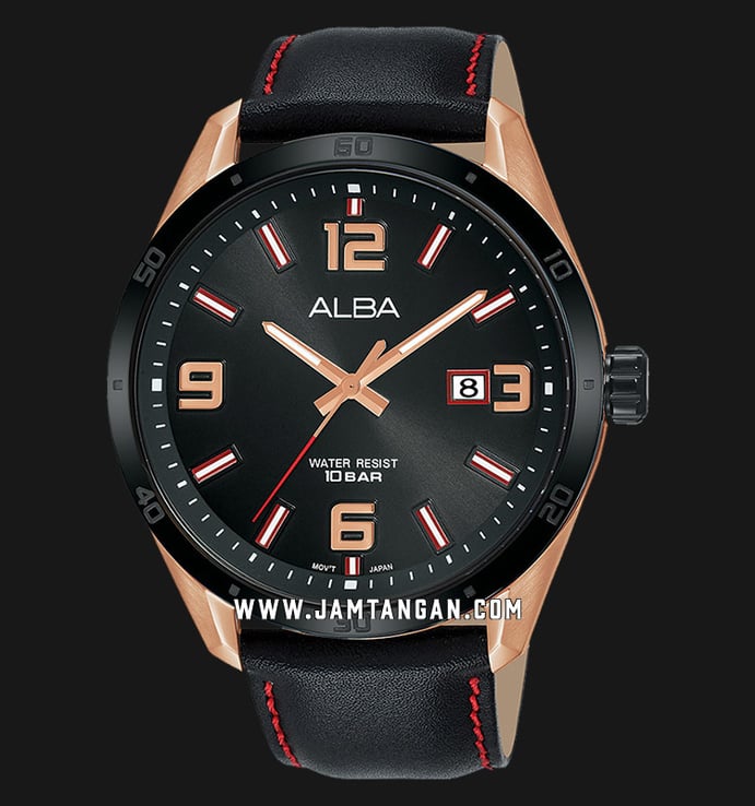 Alba Active AS9J24X1 Men Black Dial Black Leather Strap