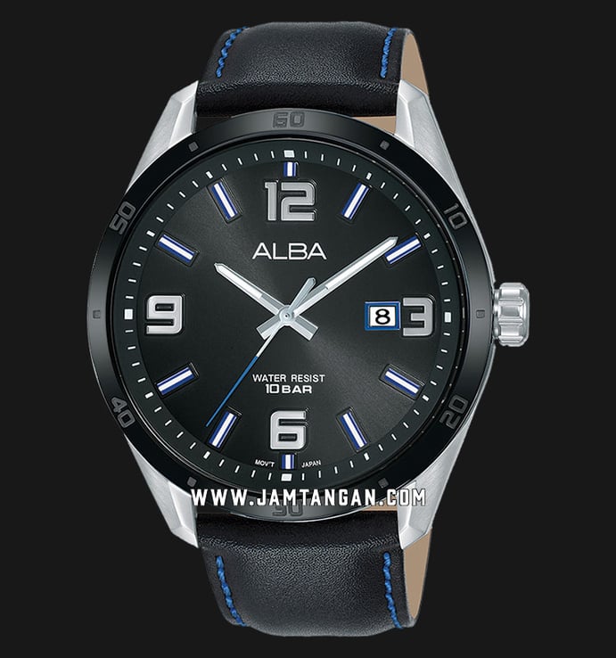 Alba Active AS9J25X1 Men Black Dial Black Leather Strap