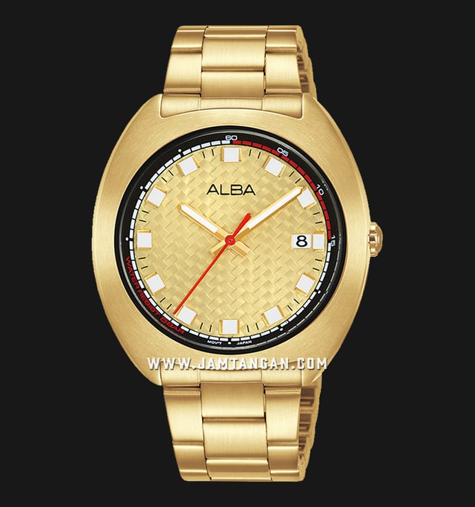 Alba Fashion AS9K80X1 Men Gold Dial Gold Stainless Steel Strap