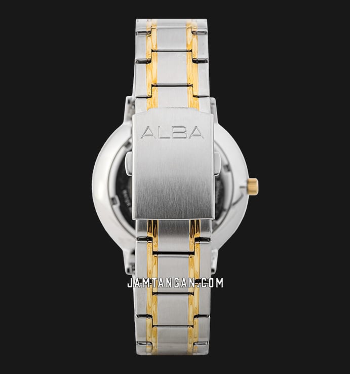 Alba AS9L22X1 Men Silver Patterned Dial Dual Tone Stainless Steel Strap