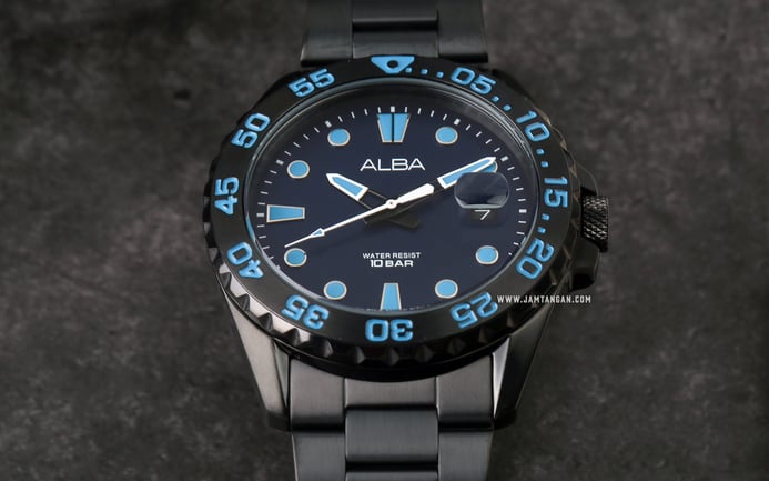 Alba Active AS9N27X1 Men Blue Dial Black Stainless Steel Strap