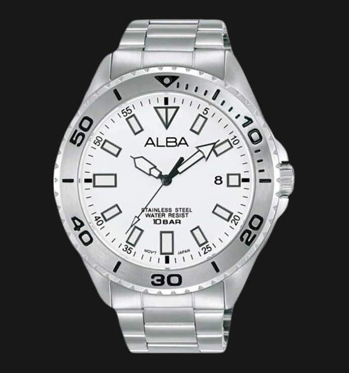 Alba Active AS9Q45X1 White Dial Stainless Steel Strap