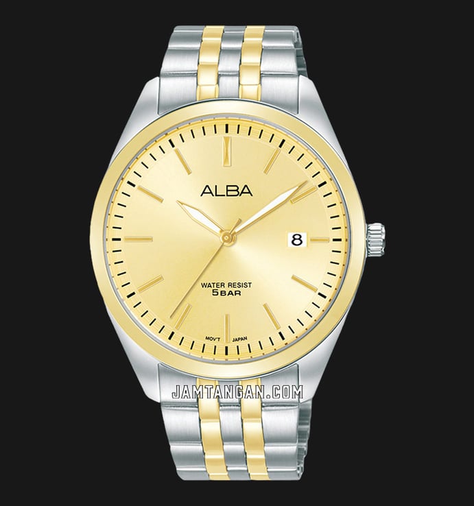 Alba Prestige AS9S10X1 Men Light Champagne Dial Dual Tone Stainless Steel Strap