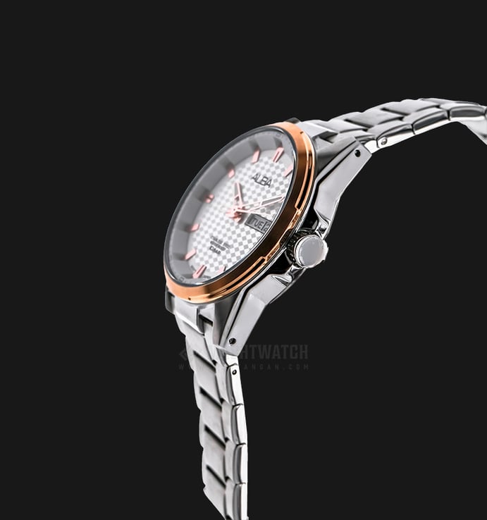 Alba AT2052X1 Silver White Patterned Dial Stainless Steel Bracelet