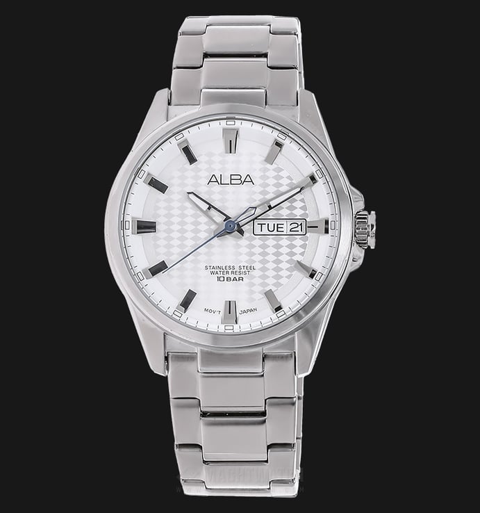 Alba AT2055X1 Silver White Patterned Dial Stainless Steel Bracelet