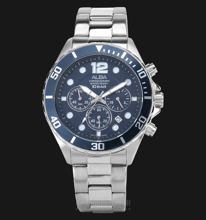 Alba AT3911X1 Man Chronograph Blue Dial Stainless Steel Watch