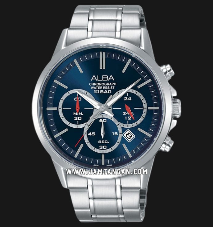 Alba AT3B91X1 Chronograph Men Blue Dial Stainless Steel Strap