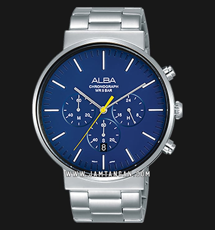 Alba AT3E29X1 Chronograph Men Blue Dial Stainless Steel Strap