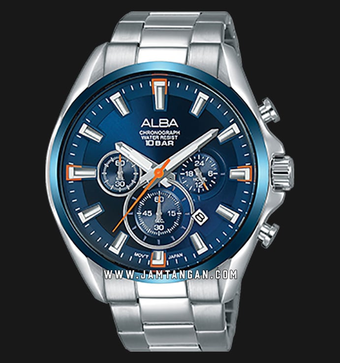 Alba AT3E53X1 Chronograph Men Blue Dial Stainless Steel Strap