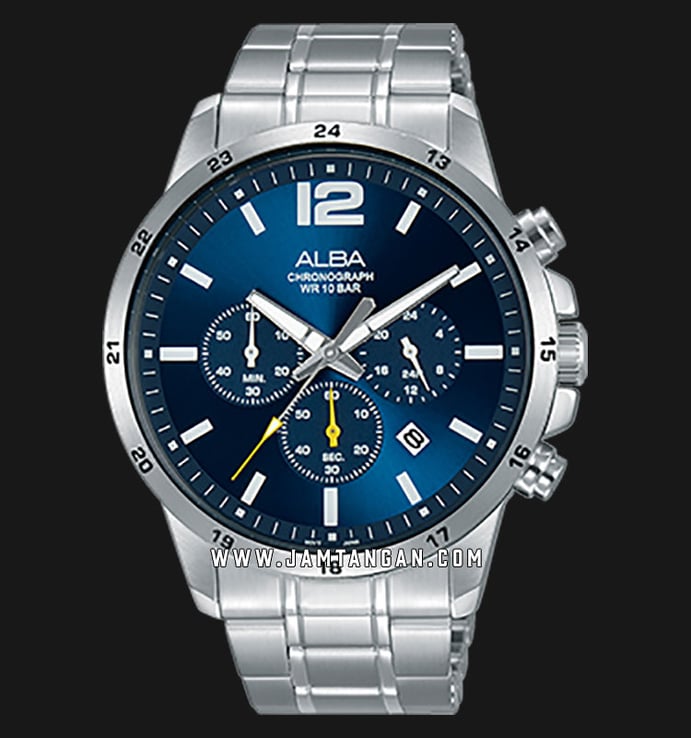 Alba AT3E83X1 Chronograph Men Blue Dial Stainless Steel Strap