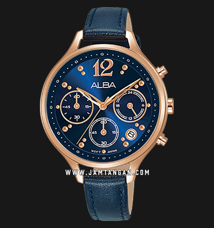 Alba AT3F08X1 Blue Dial Black Leather Strap