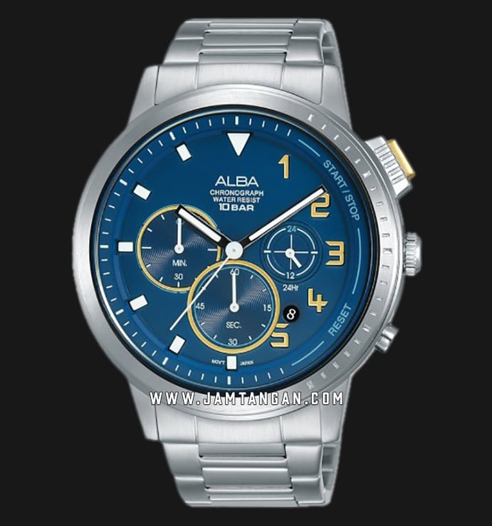 Alba AT3F33X1 Chronograph Men Blue Dial Stainless Steel Strap