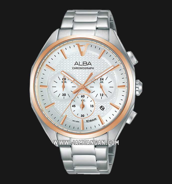 Alba AT3G80X1 Men Silver Patterned Dial Stainless Steel Strap