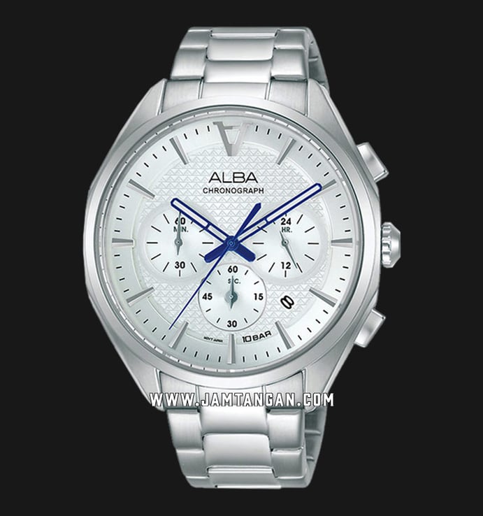 Alba AT3G83X1 Men Silver Patterned Dial Stainless Steel Strap